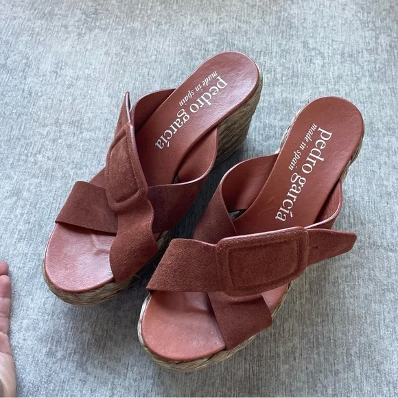 Pedro Garcia Leather Wedge Mules - Picture 2 of 3